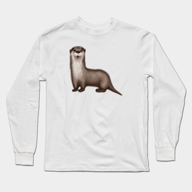 Cute Otter Drawing Long Sleeve T-Shirt by Play Zoo